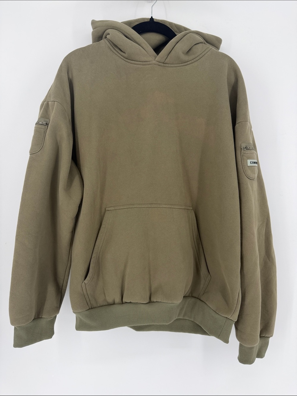 Comfrt Oversized Hoodie XL Khaki Olive Cargo Pocket Heavyweight Sweatshirt